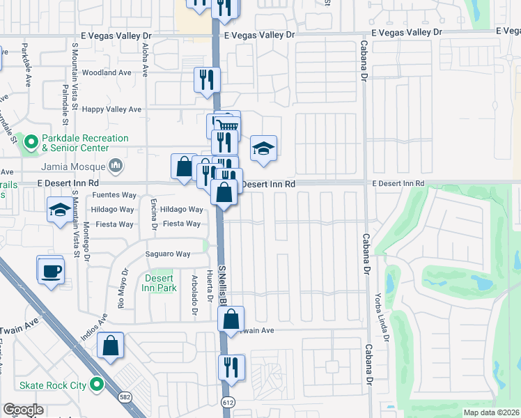 map of restaurants, bars, coffee shops, grocery stores, and more near 3341 Death Valley Drive in Las Vegas