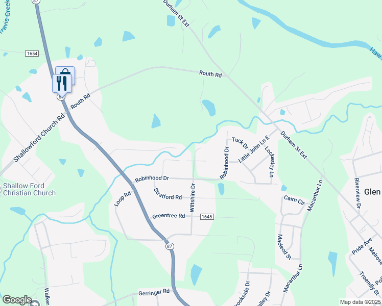 map of restaurants, bars, coffee shops, grocery stores, and more near 848 Wiltshire Drive in Burlington