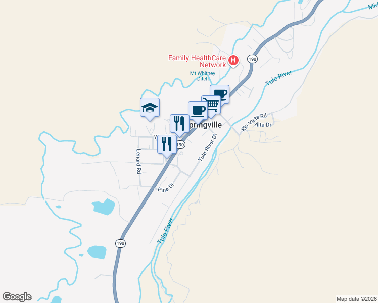 map of restaurants, bars, coffee shops, grocery stores, and more near 35543 Cramer Drive in Springville