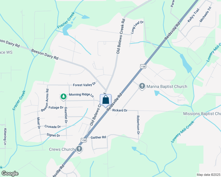 map of restaurants, bars, coffee shops, grocery stores, and more near 4338 Old Belews Creek Road in Winston-Salem
