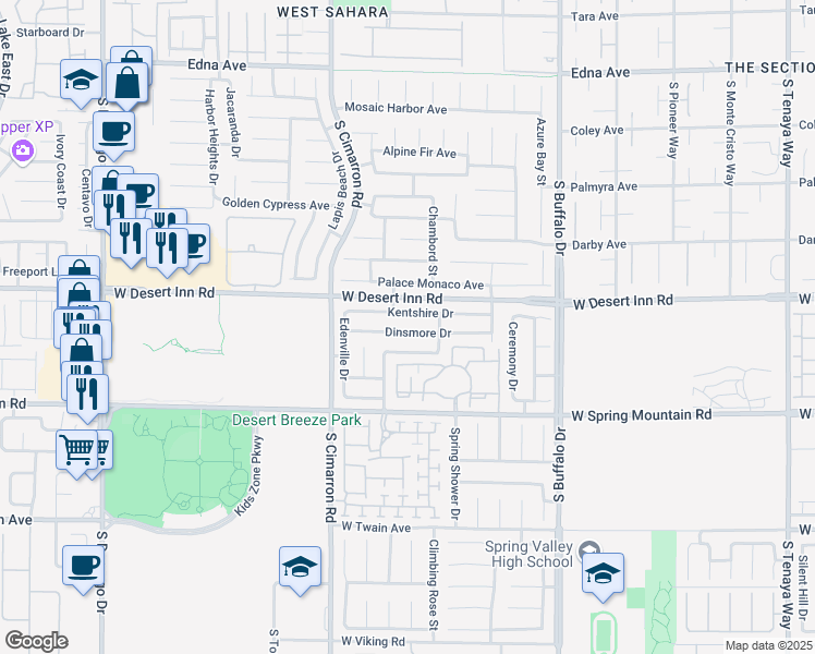 map of restaurants, bars, coffee shops, grocery stores, and more near 8088 Dinsmore Drive in Las Vegas