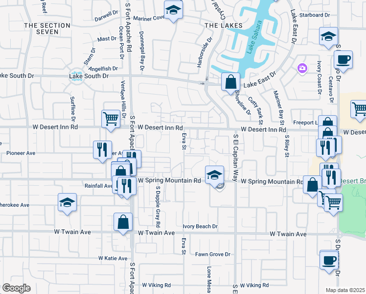 map of restaurants, bars, coffee shops, grocery stores, and more near 3327 Erva Street in Las Vegas