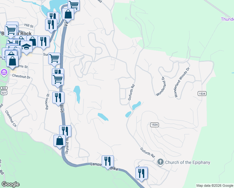 map of restaurants, bars, coffee shops, grocery stores, and more near 226 Rankin Road in Blowing Rock