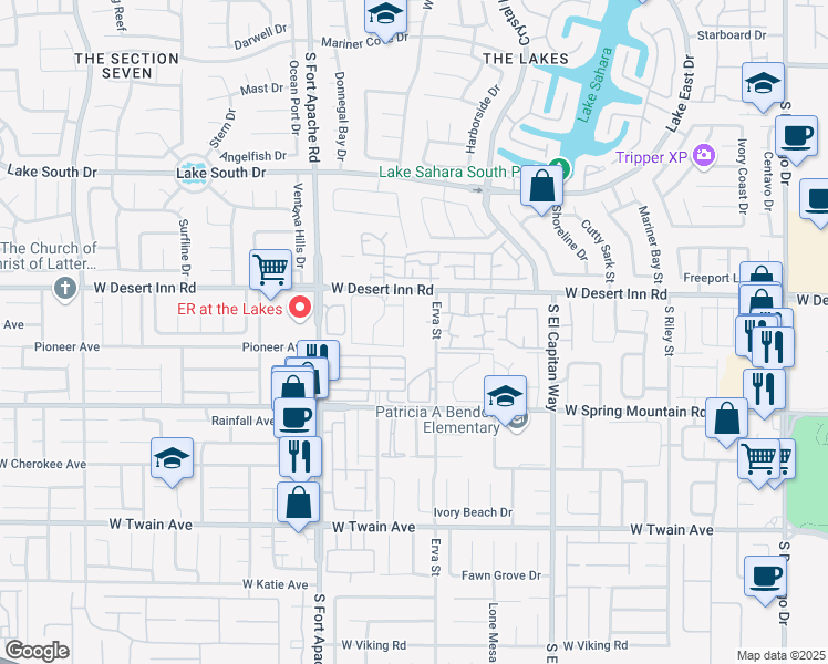 map of restaurants, bars, coffee shops, grocery stores, and more near 3327 Erva Street in Las Vegas