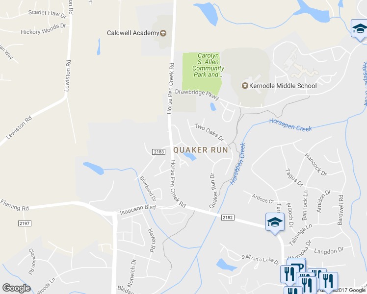 map of restaurants, bars, coffee shops, grocery stores, and more near 15 Cherine Way in Greensboro