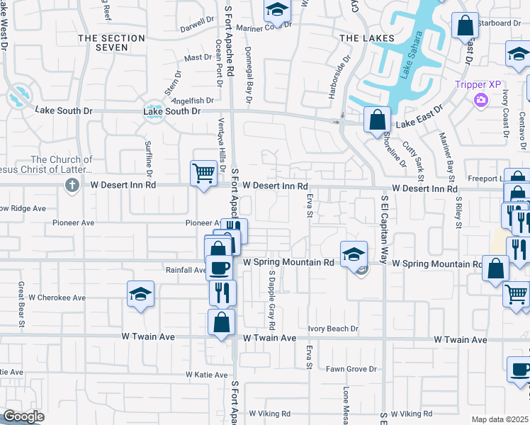 map of restaurants, bars, coffee shops, grocery stores, and more near 9325 West Desert Inn Road in Las Vegas