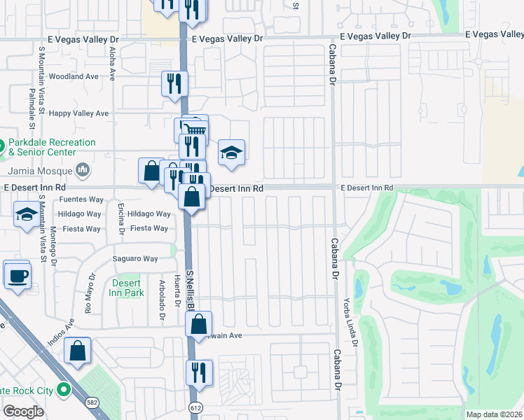 map of restaurants, bars, coffee shops, grocery stores, and more near 3311 Gulf Shores Drive in Las Vegas