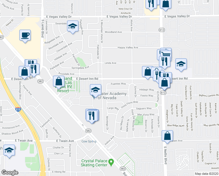 map of restaurants, bars, coffee shops, grocery stores, and more near 4658 Hildago Way in Las Vegas