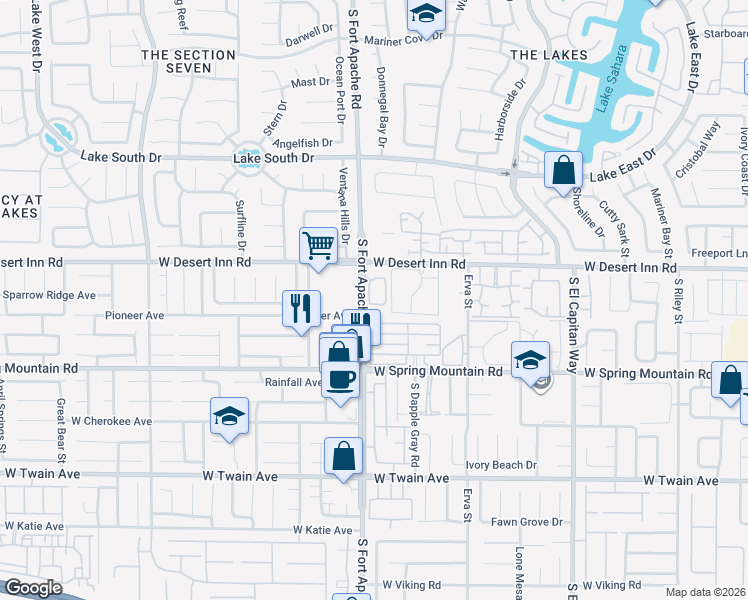 map of restaurants, bars, coffee shops, grocery stores, and more near 3320 South Fort Apache Road in Las Vegas