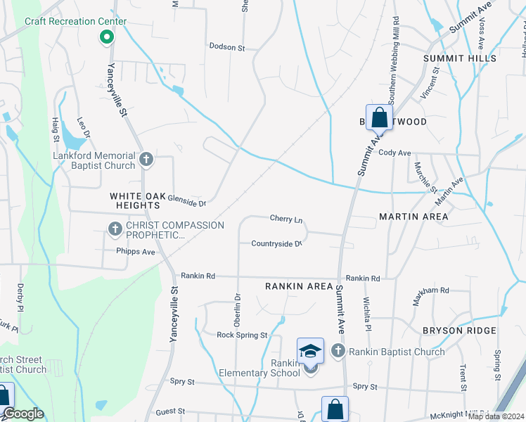 map of restaurants, bars, coffee shops, grocery stores, and more near 3537 Cherry Lane in Greensboro