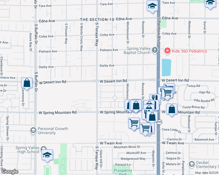 map of restaurants, bars, coffee shops, grocery stores, and more near 7259 White Bloom Avenue in Las Vegas