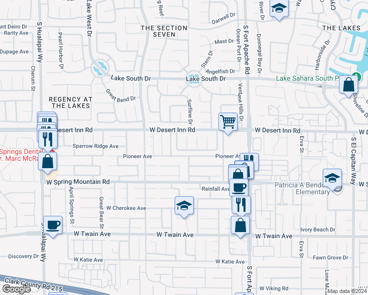 map of restaurants, bars, coffee shops, grocery stores, and more near 3363 Canoe Cove Court in Las Vegas