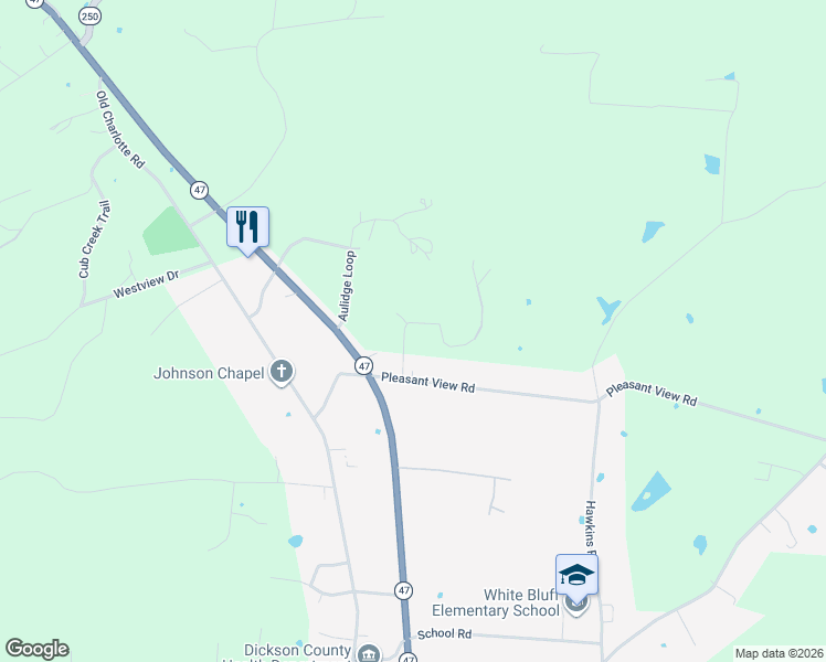 map of restaurants, bars, coffee shops, grocery stores, and more near 622 Whitfield Lane in White Bluff