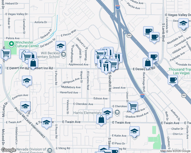 map of restaurants, bars, coffee shops, grocery stores, and more near in Winchester