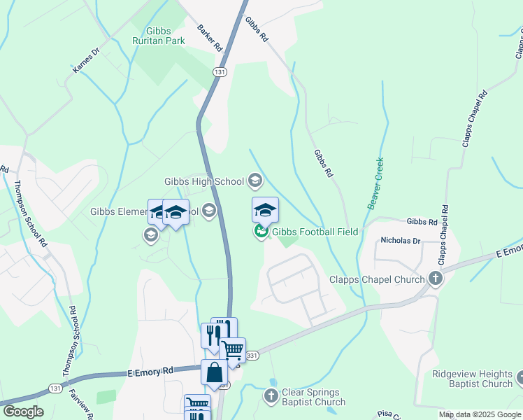 map of restaurants, bars, coffee shops, grocery stores, and more near 7628 Tazewell Pike in Corryton
