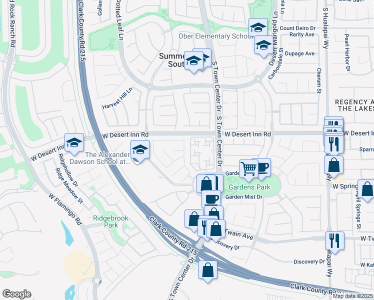 map of restaurants, bars, coffee shops, grocery stores, and more near 3358 Hillside Garden Drive in Las Vegas