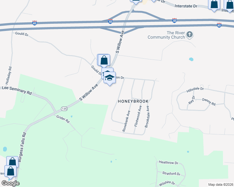 map of restaurants, bars, coffee shops, grocery stores, and more near 1542 Dellwood Avenue in Cookeville
