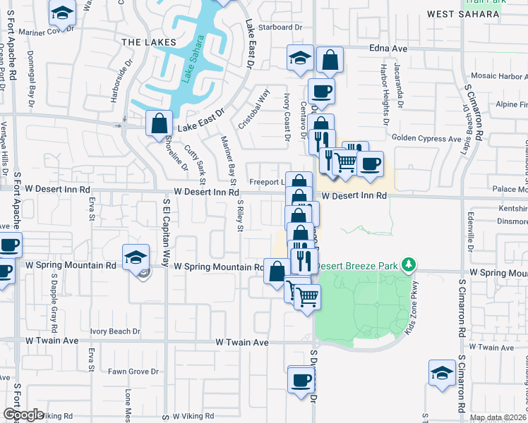 map of restaurants, bars, coffee shops, grocery stores, and more near 3326 Diego Bay Circle in Las Vegas
