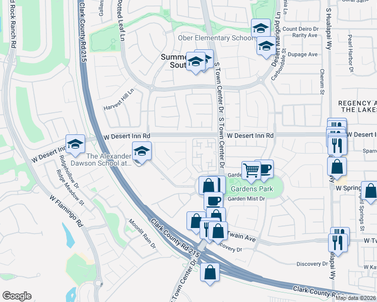 map of restaurants, bars, coffee shops, grocery stores, and more near 3334 Hillside Garden Drive in Las Vegas