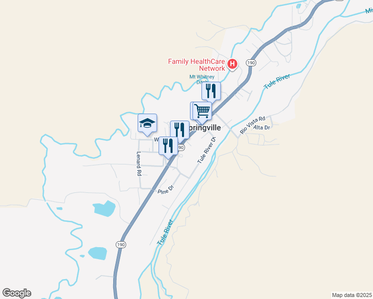 map of restaurants, bars, coffee shops, grocery stores, and more near 35543 Cramer Drive in Springville