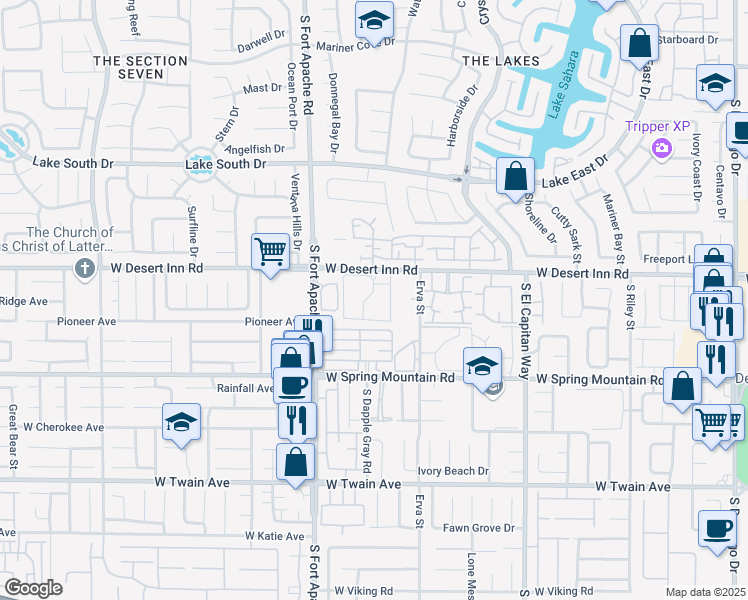 map of restaurants, bars, coffee shops, grocery stores, and more near 9325 West Desert Inn Road in Las Vegas