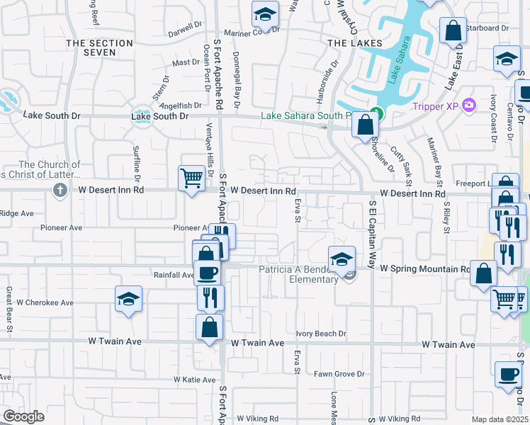 map of restaurants, bars, coffee shops, grocery stores, and more near 9325 West Desert Inn Road in Las Vegas