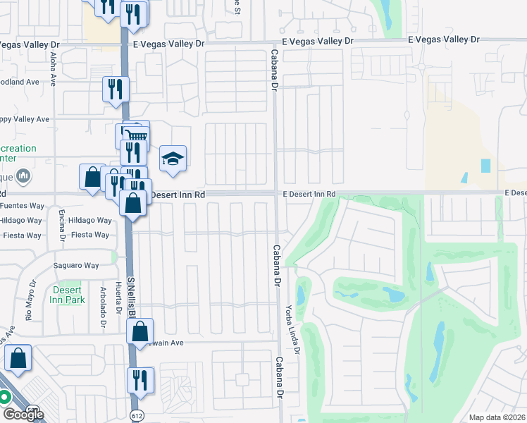 map of restaurants, bars, coffee shops, grocery stores, and more near 3331 Lost Hills Drive in Las Vegas
