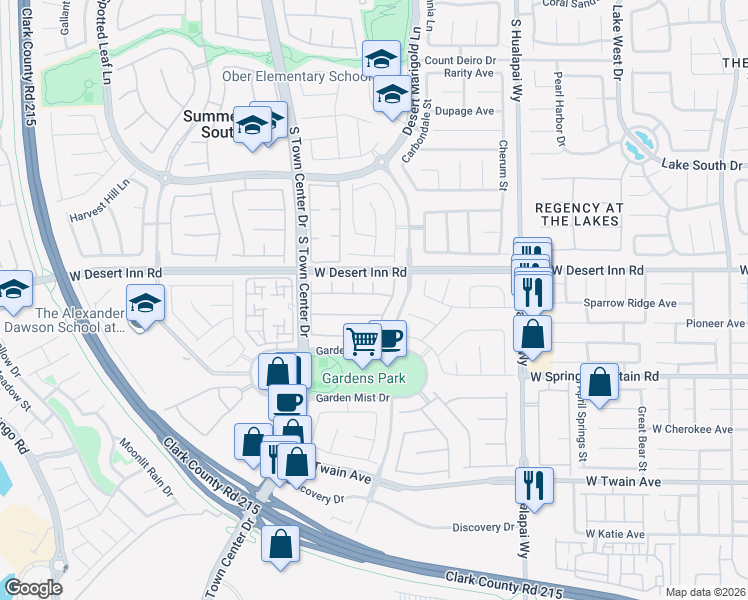 map of restaurants, bars, coffee shops, grocery stores, and more near 10459 Garden Rose Drive in Las Vegas