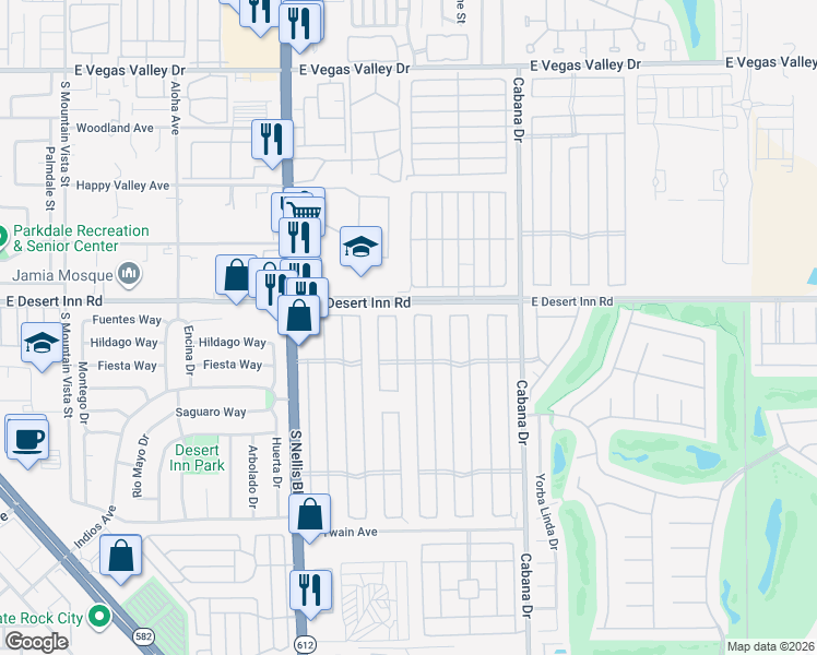 map of restaurants, bars, coffee shops, grocery stores, and more near 3311 Gulf Shores Drive in Las Vegas