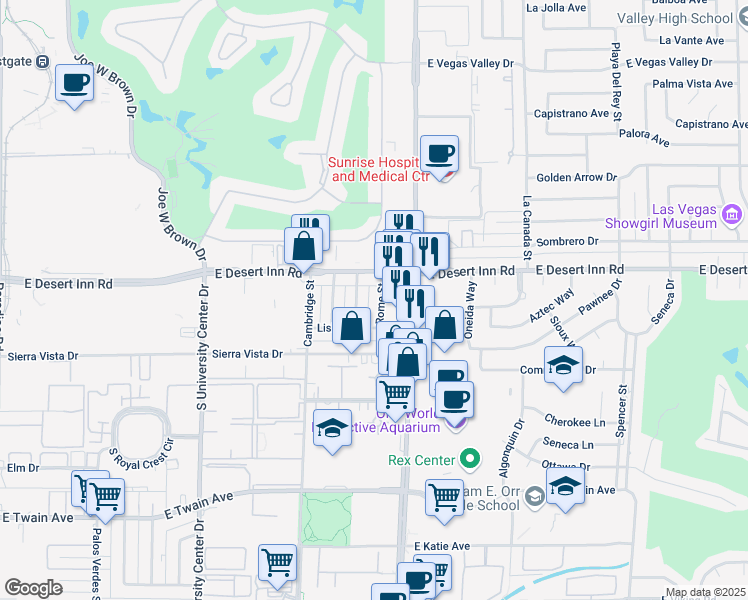 map of restaurants, bars, coffee shops, grocery stores, and more near 3341 Rome Street in Las Vegas