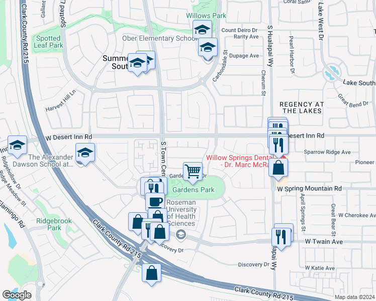 map of restaurants, bars, coffee shops, grocery stores, and more near 10507 Garden Rose Drive in Las Vegas