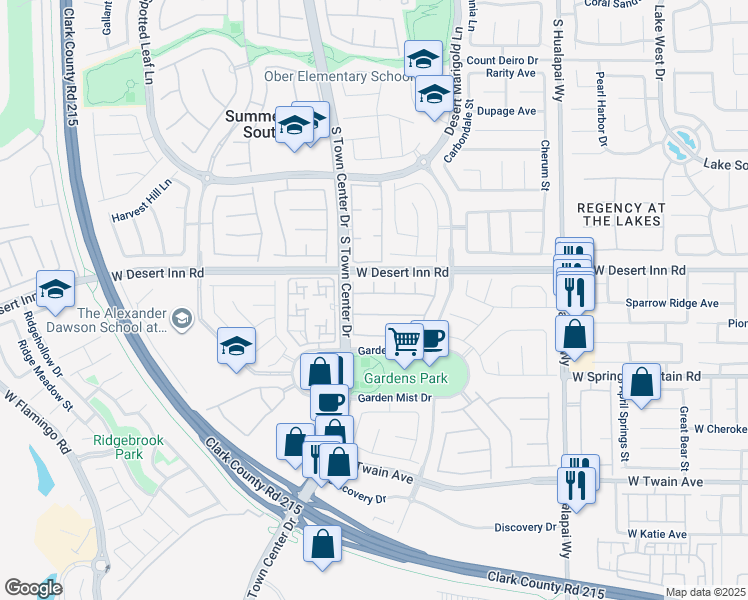 map of restaurants, bars, coffee shops, grocery stores, and more near 10555 Garden Rose Drive in Las Vegas