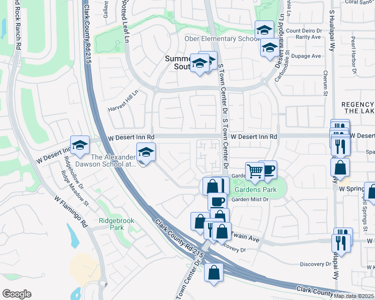 map of restaurants, bars, coffee shops, grocery stores, and more near 10762 Flame Vine Court in Las Vegas