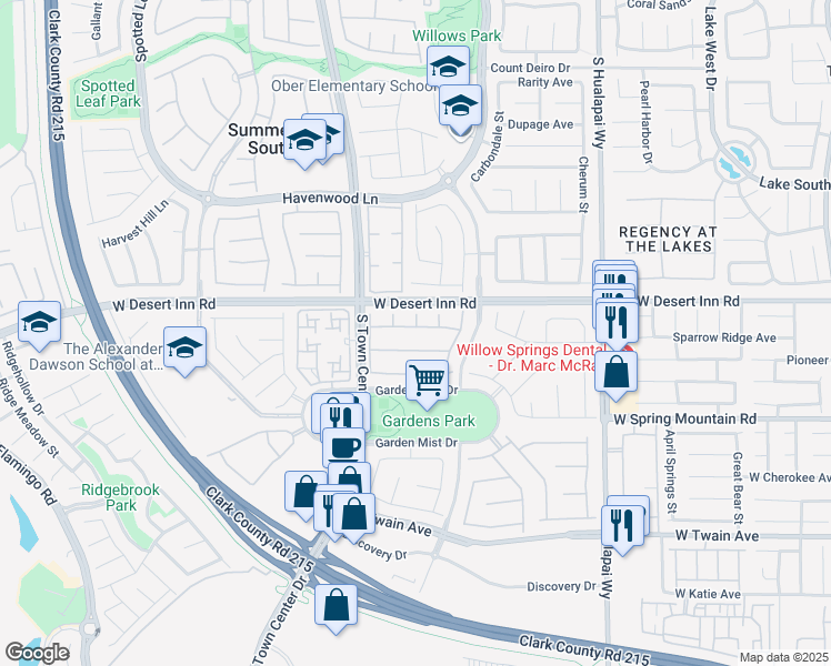 map of restaurants, bars, coffee shops, grocery stores, and more near 10507 Garden Rose Drive in Las Vegas