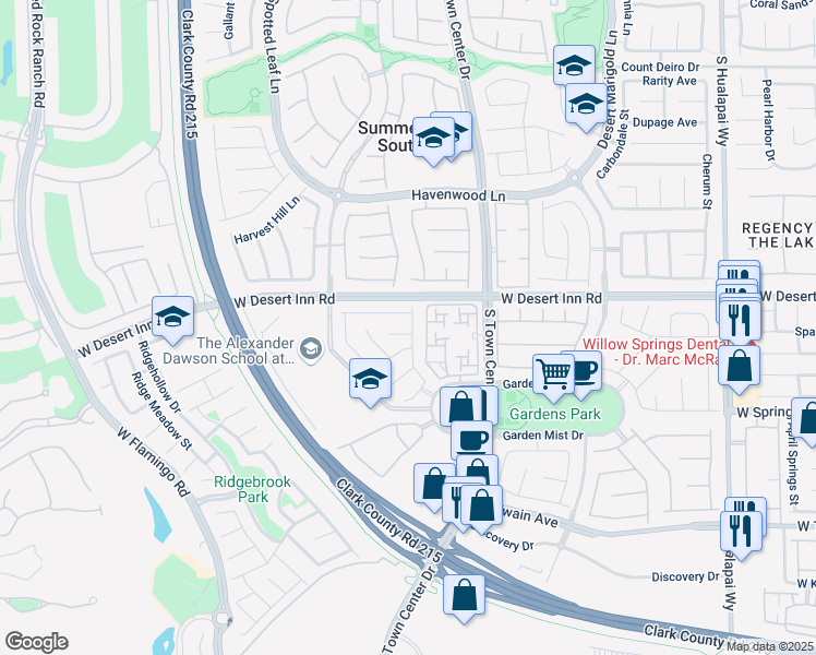 map of restaurants, bars, coffee shops, grocery stores, and more near 10762 Flame Vine Court in Las Vegas