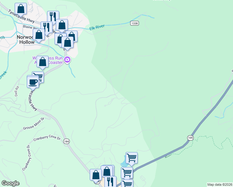 map of restaurants, bars, coffee shops, grocery stores, and more near 1 Dunvegan Road in Banner Elk
