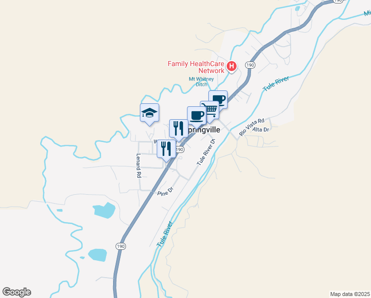map of restaurants, bars, coffee shops, grocery stores, and more near 35543 Cramer Drive in Springville