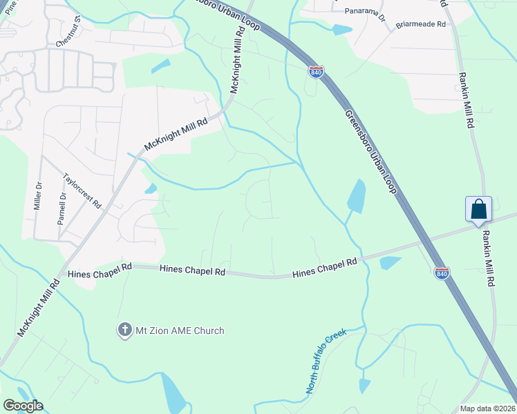 map of restaurants, bars, coffee shops, grocery stores, and more near 3 Ava Leigh Way in Greensboro