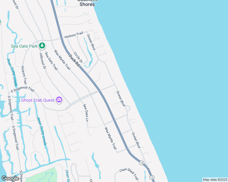 map of restaurants, bars, coffee shops, grocery stores, and more near 203 Ocean Blvd in Kitty Hawk