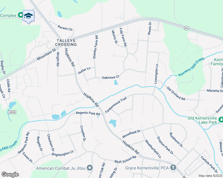 map of restaurants, bars, coffee shops, grocery stores, and more near 521 Hopkins Road in Kernersville