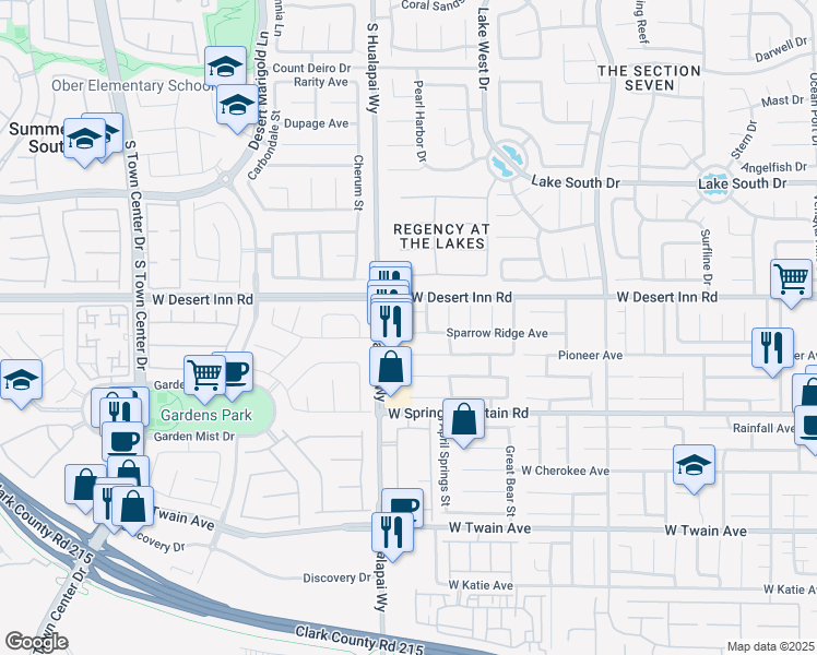 map of restaurants, bars, coffee shops, grocery stores, and more near 10140 Sparrow Ridge Avenue in Las Vegas