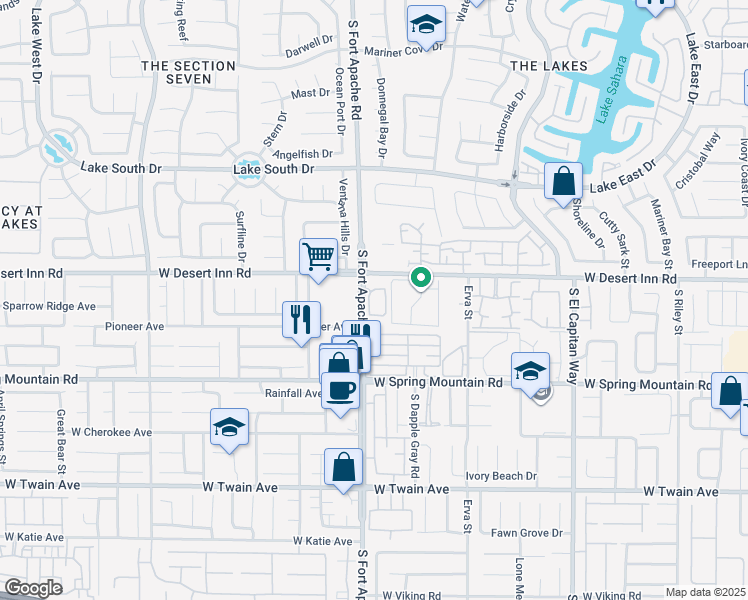 map of restaurants, bars, coffee shops, grocery stores, and more near 3320 South Fort Apache Road in Las Vegas
