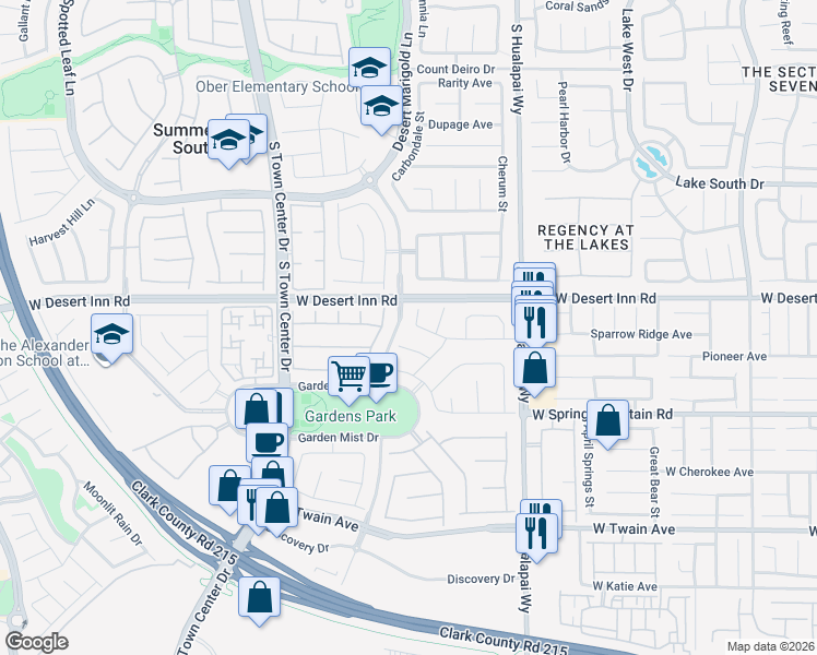 map of restaurants, bars, coffee shops, grocery stores, and more near 10395 Early Morning Avenue in Las Vegas