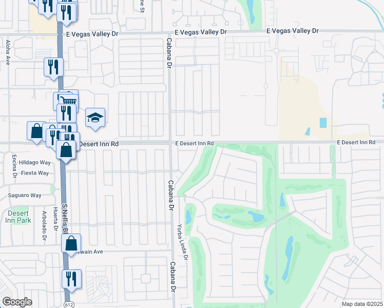 map of restaurants, bars, coffee shops, grocery stores, and more near 1063 East Desert Inn Road in Las Vegas