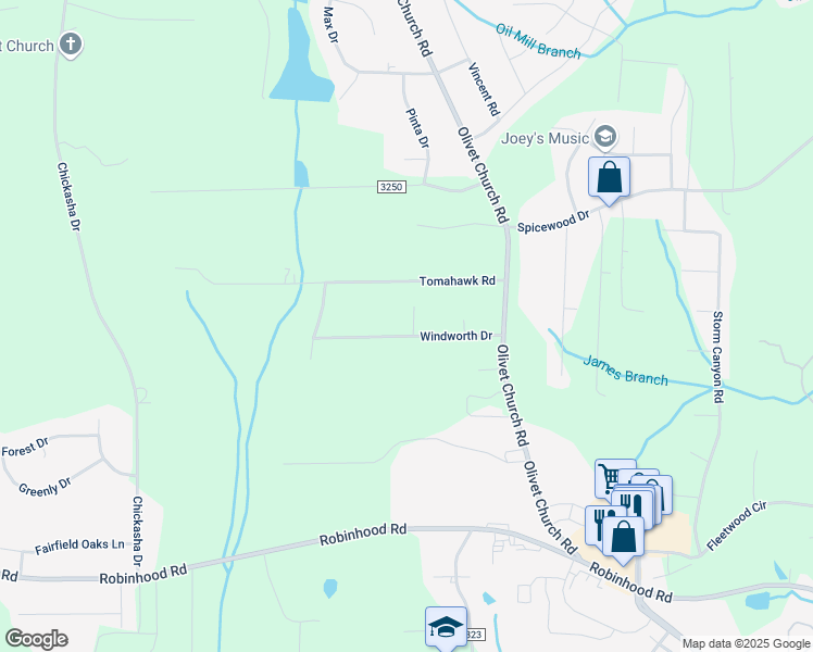 map of restaurants, bars, coffee shops, grocery stores, and more near 5727 Windworth Drive in Winston-Salem