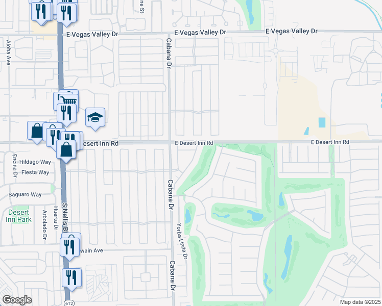 map of restaurants, bars, coffee shops, grocery stores, and more near 1063 East Desert Inn Road in Las Vegas