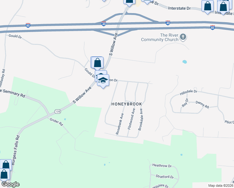map of restaurants, bars, coffee shops, grocery stores, and more near 1542 Dellwood Avenue in Cookeville