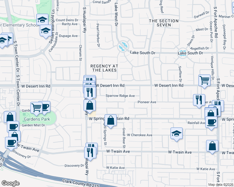 map of restaurants, bars, coffee shops, grocery stores, and more near 3345 Robin Nest Court in Las Vegas