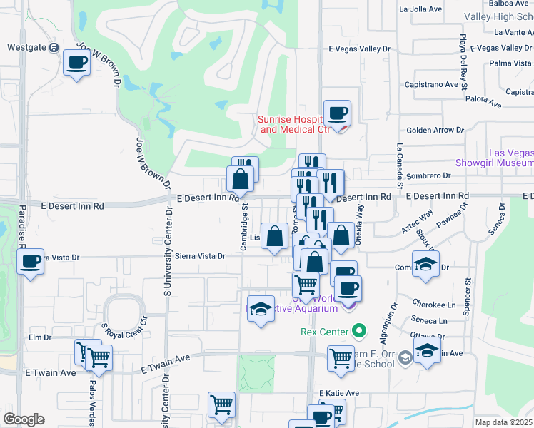 map of restaurants, bars, coffee shops, grocery stores, and more near 3340 South Athens Street in Las Vegas