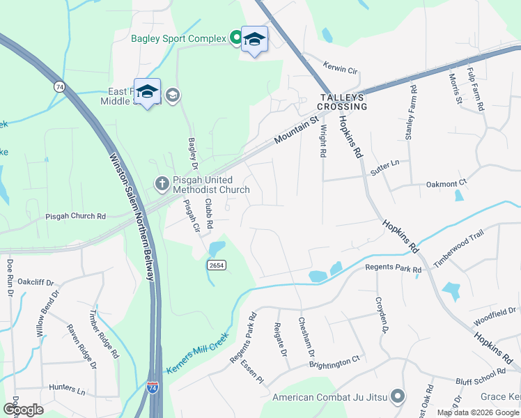 map of restaurants, bars, coffee shops, grocery stores, and more near 627 Daffodil Drive in Kernersville